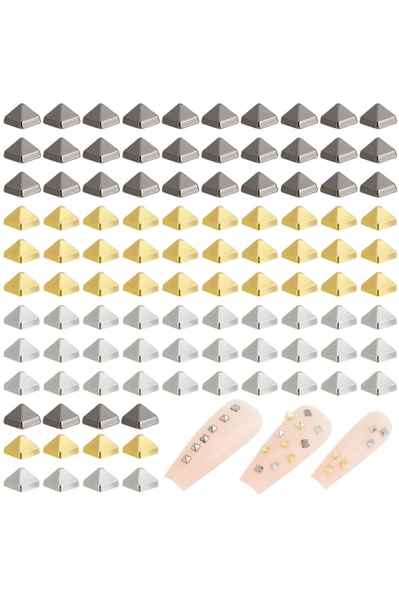 PH 600pcs Nail Art Rivets Square Nail Studs 3 Colors Metal Rivet Punk Nail Charms 3D Mini Nail Art Stickers for Nail Art Accessories DIY Crafts Decorations 1.5/2mm