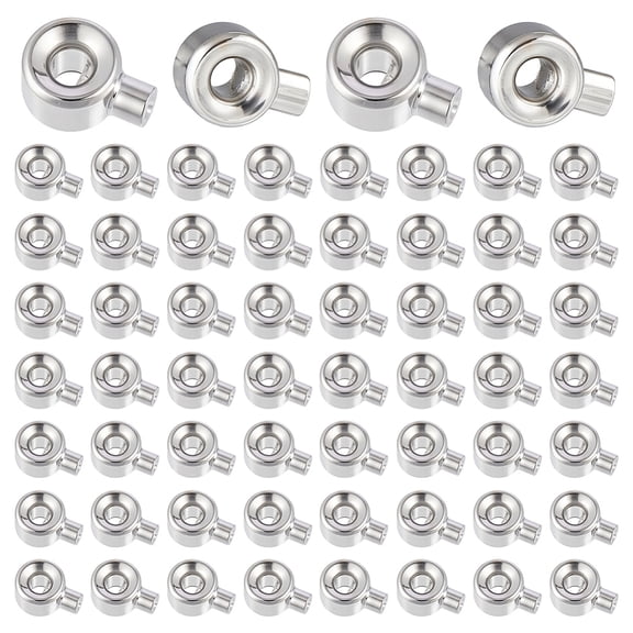PH 60PCS Stopper Crimp Beads 925 Sterling Silver Plated Spacer Beads Metal Brass Crimp Bead Positioning Flat Round Bead for DIY Bracelet Necklace