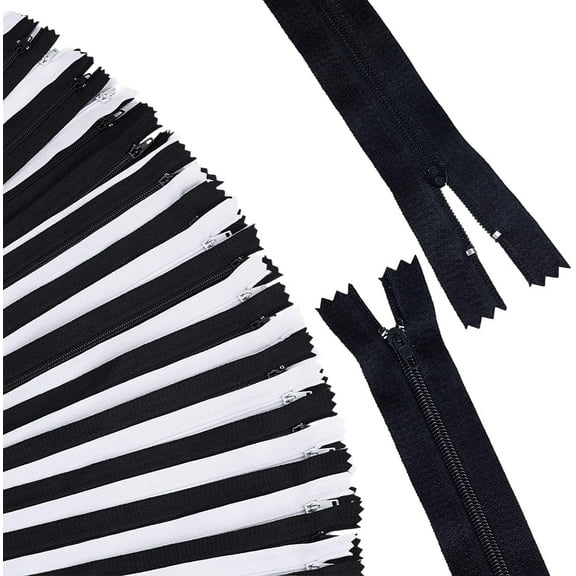 PH 60pcs 12 Inches Nylon Coil Zippers Black White Sewing Zippers Invisible Zipper #3 Close End Zipper for Tailor Sewing Crafts Bags Garment Purses Pouches Pillows colorful