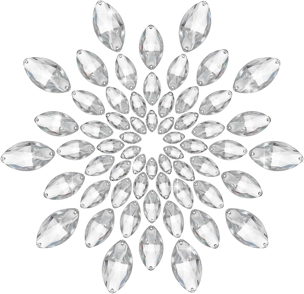 PH 60pcs 6 Styles Sew On Rhinestones Horse Eye Flatback Rhinestones ...