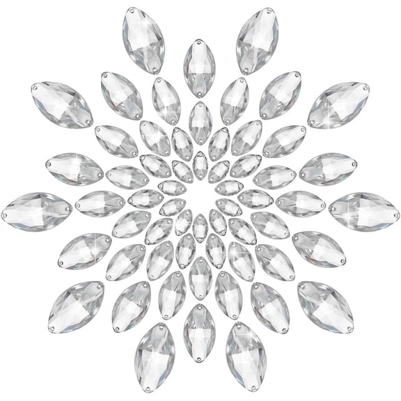 PH 60pcs 6 Styles Sew On Rhinestones Horse Eye Flatback Rhinestones Clear Crystals Sewing Gems Jewels Sew On Beads with 2 Holes for Clothes Wedding Dress Costume Garment Shoes DIY Crafts Colorful DIY