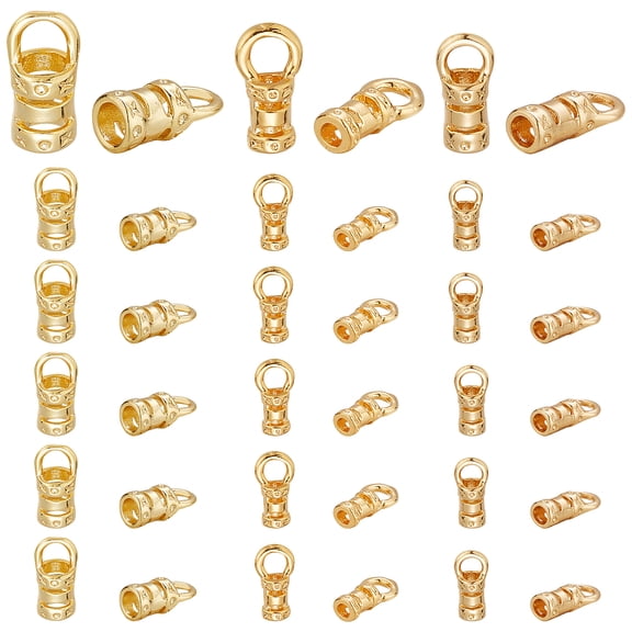 PH 60pcs Cord Ends Caps 18K golden Plated Leather Cap Glue in Barrel End Caps Brass Tube Crimp Beads End Caps Thread Ends for Kumihimo Bracelet Necklace Keychain bag Jewelry Making