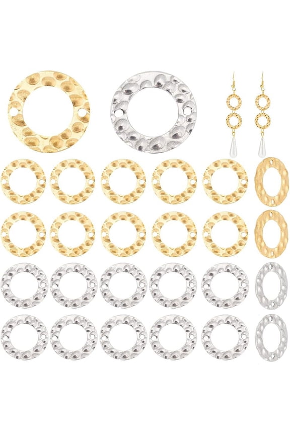 PH 60pcs Linking Rings 15mm Jewelry Connector Rings 304 Stainless Steel Circle Pendant Charm Links for Necklaces Bracelets Jewelry DIY Crafts Making Golden/Stainless Steel for DIY