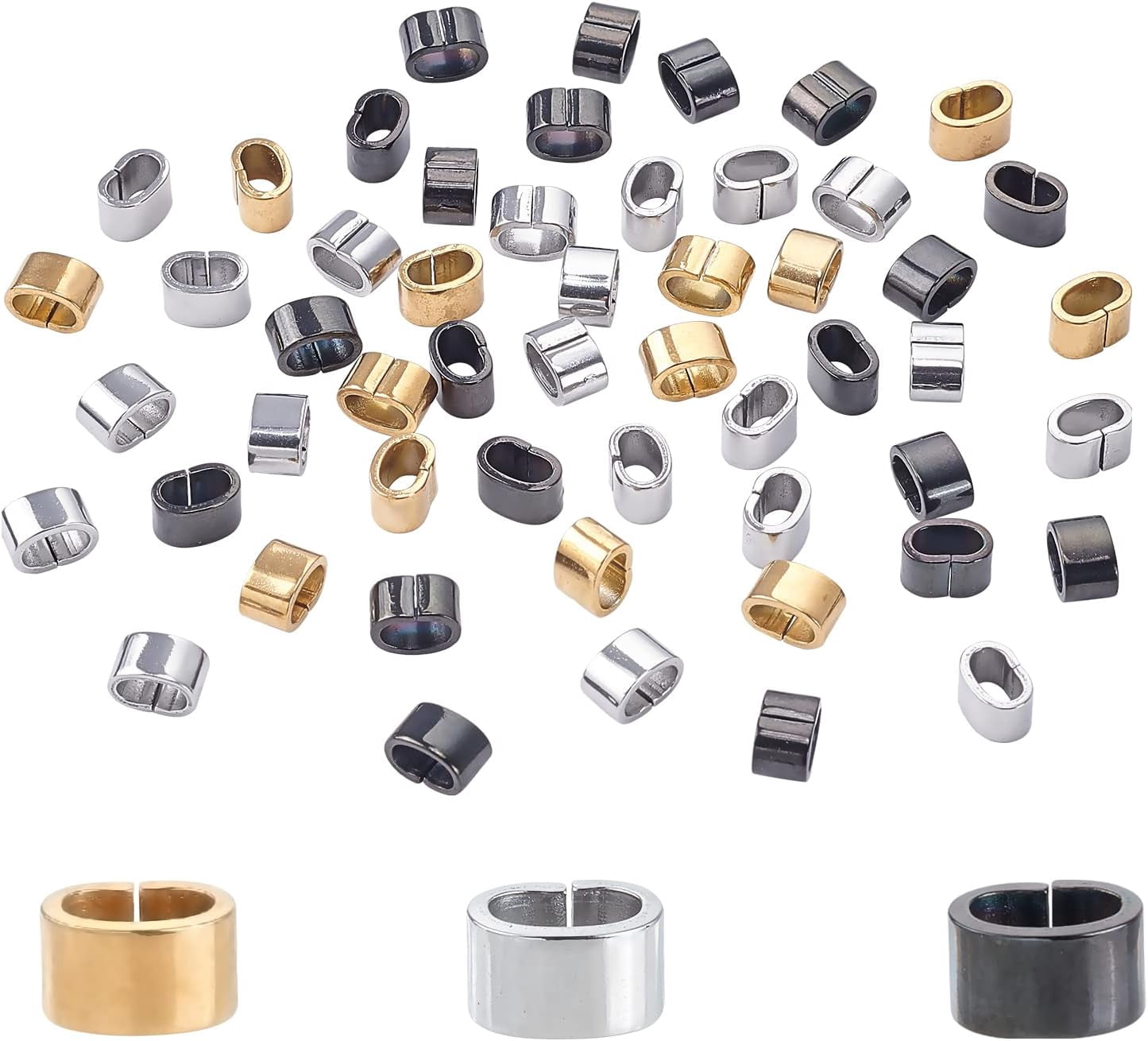PH 60pcs Rectangle Slide Charms 6 Colors Stainless Steel Quick ...