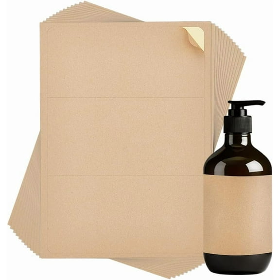 PH 60pcs Rectangle Wine Bottle Labels Adhesive Wine Bottles Stickers Waterproof Glass Bottles Label for Lazer Printer Blank Kraft Labels for Jar Tins Sealing Home Wedding 3.5x8 inch Brown