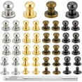 thumbnail image 1 of PH 64 Sets Ball Head Stud Rivets Screw Back 8mm Round Head Button Stud 4 Colors Brass Leather Studs and Rivets for DIY Leather Craft Belt Wallet Purse Handbag Accessories for DIY, 1 of 5
