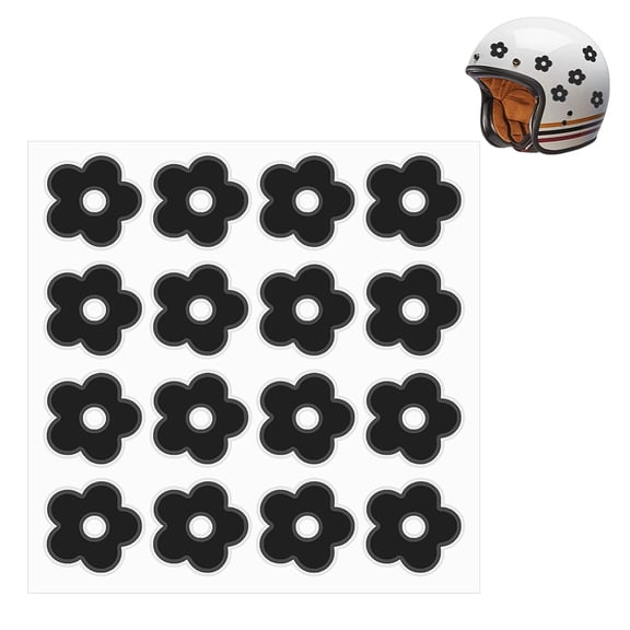 PH 6pcs Flower Decals Black Decorative Flower Stickers Vinyl Sticker Waterproof Motorcycle Helmet Stickers 1.2x1.2 inch Self Adhesive Sticker
