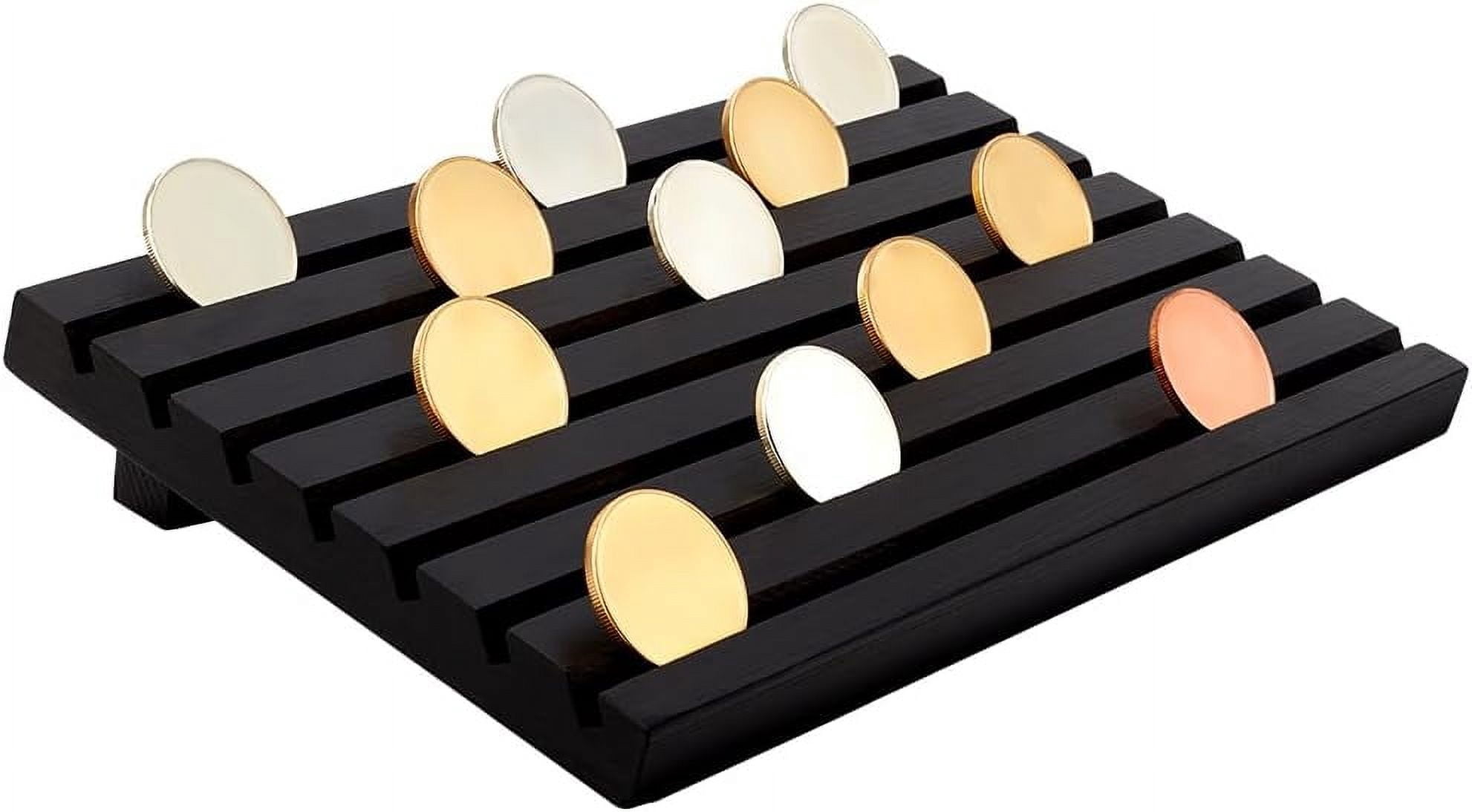 Coin Display Rack PH 7 Slots Coin Organizer Holder Rack for Desk Pine Wood Coins Storage ...