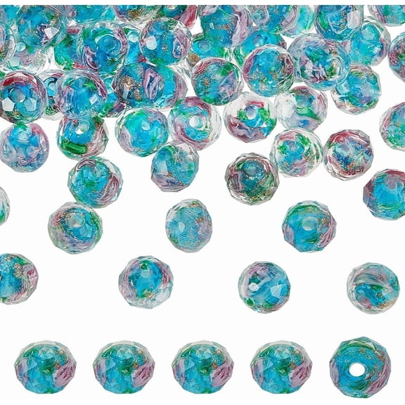 PH 70pcs 6~8mm Gold Sand Lampwork Beads Glass Handmade Round Loose Beads for Rosary Making Jewelry Craft Making with 2mm Hole - Dodger Blue for DIY
