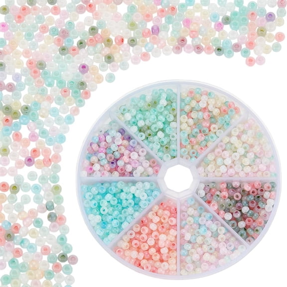 PH 80g 4mm Glass Seed Beads 8 Colors 6/0 Friendship Bracelet Beads Waist Beads Colorful Pastel Beads Pony Beads for Bracelet Jewelry Making Spring Summer Seaside Beading Weaving colorful