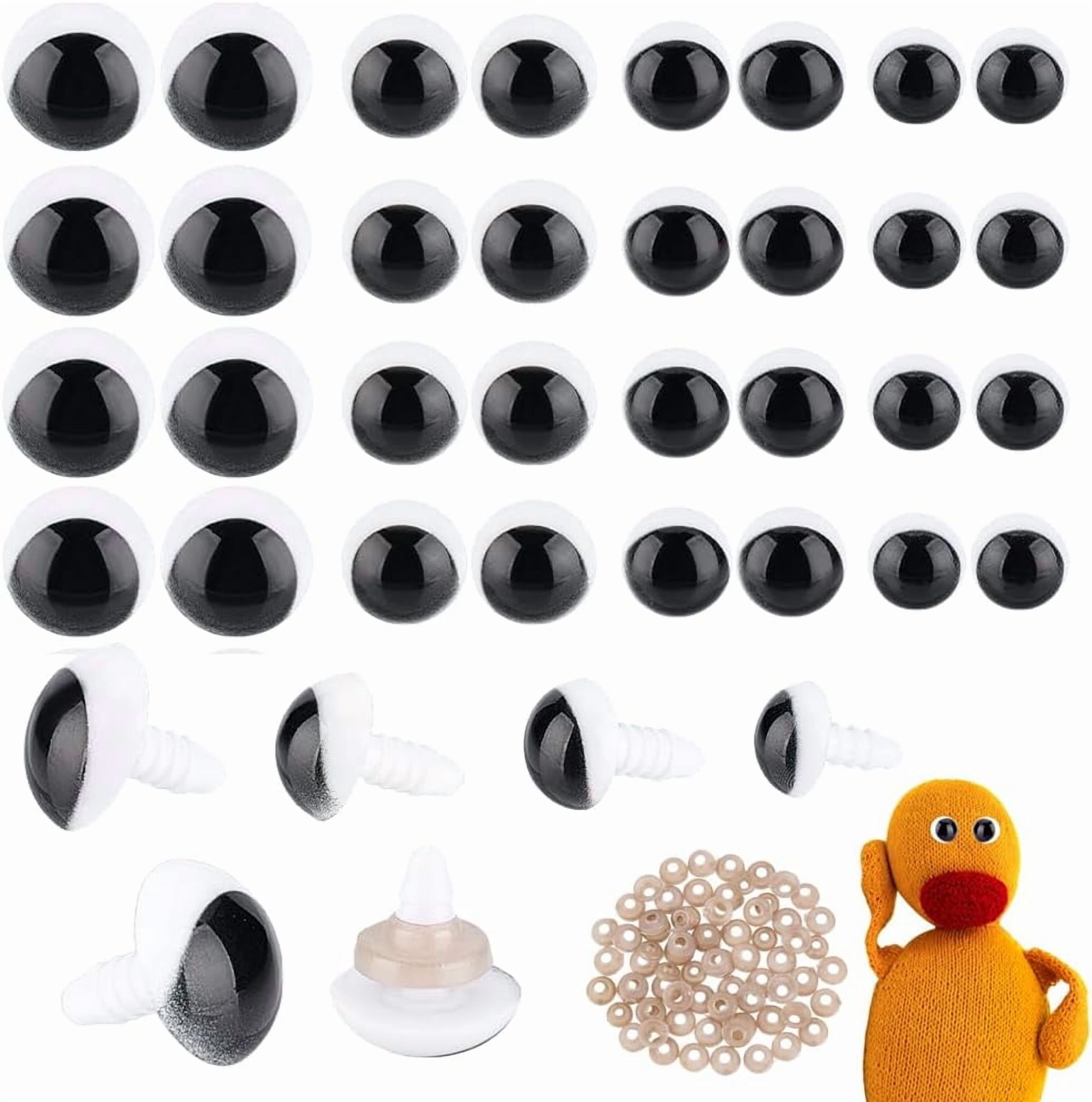 PH 80pcs 4 Sizes Safety Eyes for Crochet 10/12/14/16mm Crochet Eyes Amigurumi Eyes Stuffed Animal Eyes Large Craft Eyes with Washers for Puppet Bear Teddy Bunny DIY Arts Crafts Making Black DIY