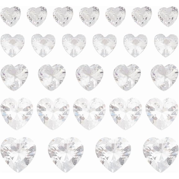 PH 80pcs 5 Sizes Heart Zirconia Stone 5/6/7/8/9mm Clear Loose CZ Stones Grade A Faceted CZ Rhinestone Gems Small Zirconia Cabochons for Earring Bracelet Nail Art DIY Jewelry Making Clear DIY