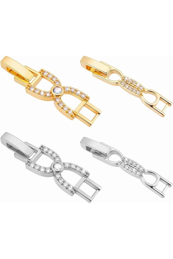 PH 8pcs Necklace Extender Brass Bracelet Extender Cubic Zirconia Watch Band Clasps Fold Over Extension Jewelry Clasp Bracelets Clasps Closures for DIY Jewelry Crafts Making Golden/Platinum