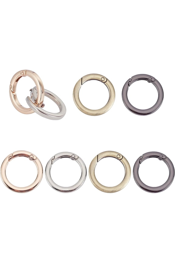 PH 8pcs Spring O Ring 4 Colors Round Carabiner Key Ring 35mm/1.38" Round Snap Ring Hook Metal Circle Trigger Rings for Bag Purse Strap Keychain Cloth Accessory Hanging Crafts Multi-color