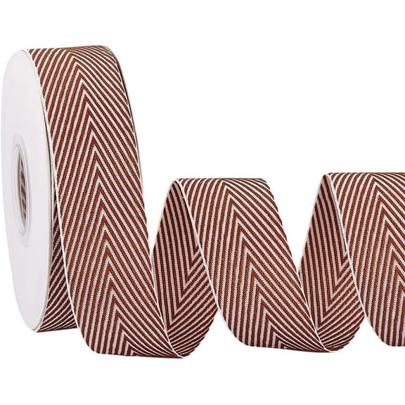 PH 9.84 Yards Polyester Twill Tape Eleagnt Herringbone Ribbon 1 Inch Wide Striped Webbing Ribbon for Sewing Gift Wrapping Scrapbooking Home Decorations Crafts Brown colorful DIY