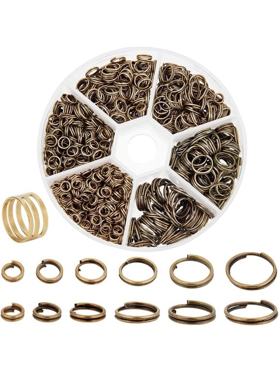 PH 900 Pcs 6 Sizes 4/5/6/7/8/10mm Iron Split Rings Double Loop Jump Ring for Jewelry Making Bronze Bronze
