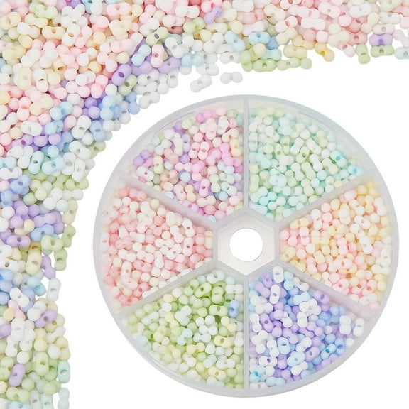 PH 900pcs 6 Colours Glass Seed Beads Peanut Shape Seed Beads Set for Jewelry Making Assorted Glass Beads Spacer Beads Candy Colour Beads Spring Summer Colour Beads 3x6x3mm Hole: 1.2mm Brown