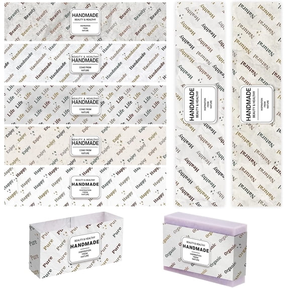 PH 90pcs Word Wrap Paper Tape for Handmade Soap 9 Style Vintage Band Label Paper Tag Wrapper Sleeves Covers Vertical Tags for Lotion Bars Bath Gift Wrapping 8.5x1.9 inch Colorful
