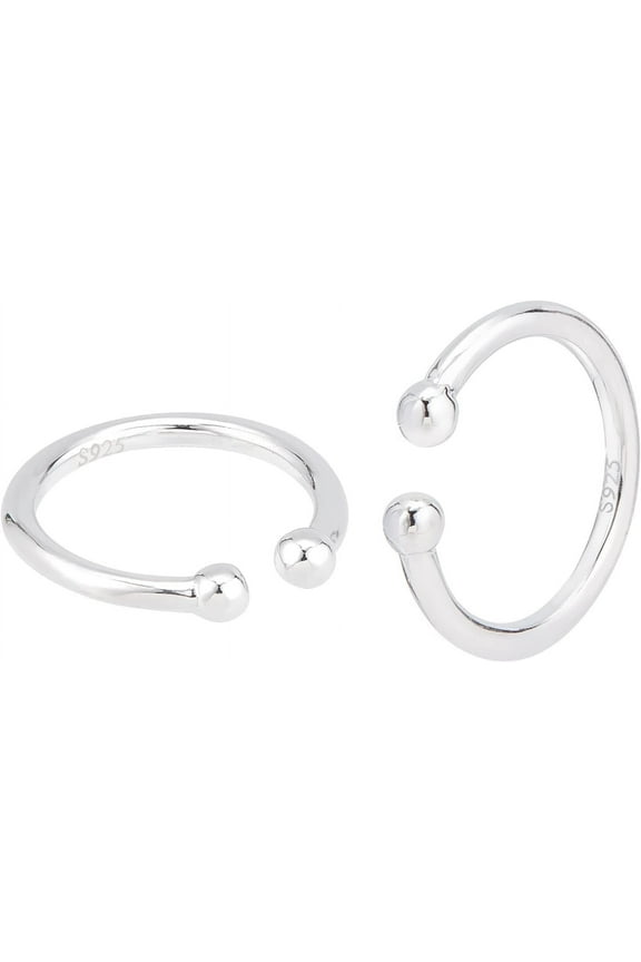 PH 925 Sterling Silver Ear Cuff 18 Gauge Clip On 12mm Small Round Hoop Adjustable Cartilage Plain Ear Wrap for No Piercing Women for DIY