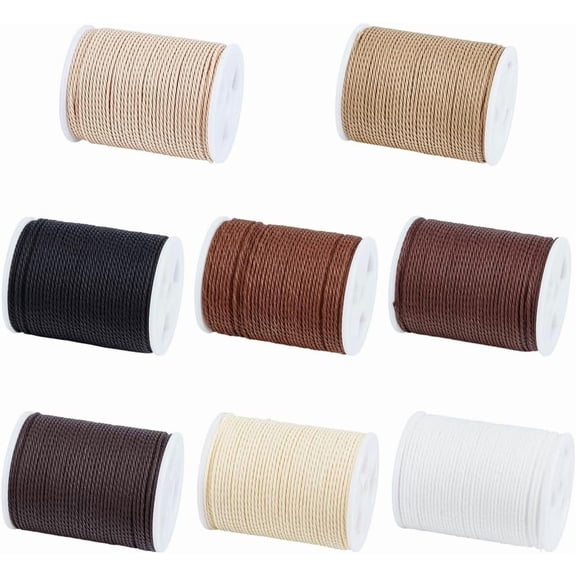 PH 96 Yards 1mm Waxed Cords 8 Colors Waxed Polyester Thread Waxed Beading String Twine for DIY Bracelet Necklaces Waist Beads Jewelry Making Sewing Macrame Supplies 12 Yards/Roll Multi-color
