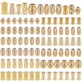 thumbnail image 1 of PH 96pcs Brass Corrugated Beads 12 Styles Golden Spacer Beads Long-Lasting Column Jewelry Beads Brass Rondelle Ball Loose Beads for Bracelet Earring Necklace Jewelry Craft Making Multi-color, 1 of 6