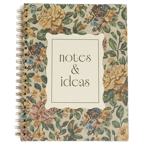 Pearhead Antique Floral Hardcover Spiral Notebook, 200 College Ruled Pages, 8 x 10.5"