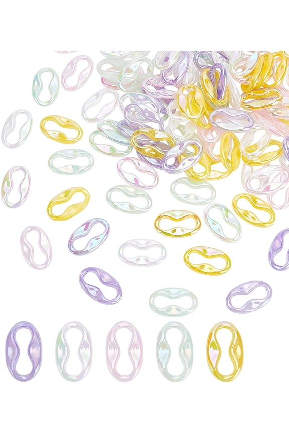 PH Acrylic Linking Rings 100pcs 5 Colors Bag Keychain Rings Rainbow Color Purse Shoe Chain Links Closed Link Connectors for Summer Earring Necklace Jewelry DIY Craft Making