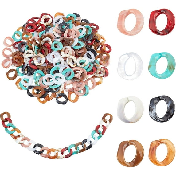PH Acrylic Linking Rings 240pcs 8 Colors Quick Link Connectors 30mm Colorful Round Open Linking Rings for DIY Purse Bag Eyeglass Chain Pocket Chain Jean Chain DIY Craft Making Multi-color