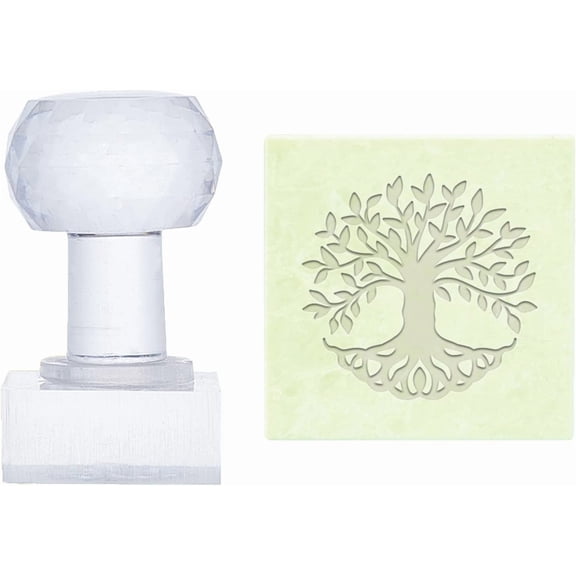 PH Acrylic Tree of Life Embossing Stamp with Handle for Handmade Soap Cookie Clay Pottery Projects Colorful