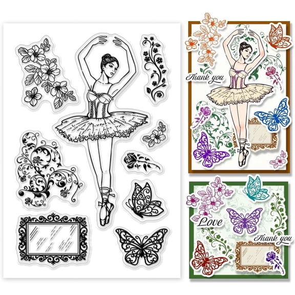 PH Ballet Character Transparent Stamp PVC Plastic Clear Rubber Stamps Greeting Card Stamps Seal Stamps for DIY Scrapbooking Album Decoration Card Making Crafting for DIY