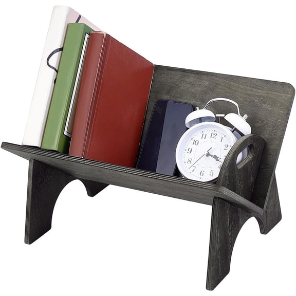 PH Book Shelf Rack Tabletop Mini Book Organizer Wooden Book Case Portable Book Caddy Magazine Rack Cookbok Storage Small ry Bookshelf for Home Office School 15.7x10x9.6 Inch Coffee DIY
