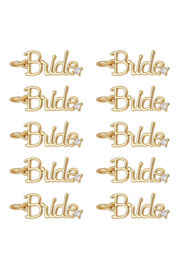 PH Brass Bride Charms with Micro Pave Cubic Zirconia Bride Pendants Good Luck for Jewellery Making for DIY