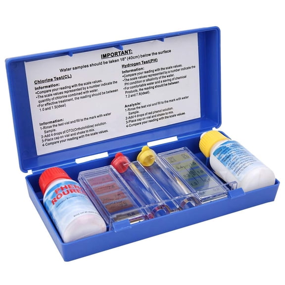 PH Chlorine Water Quality Test Kit, Swimming Pool Tester Home Drinking Well Spas Testing Box Chemical Equipment for Gym Aquarium Tub Sources