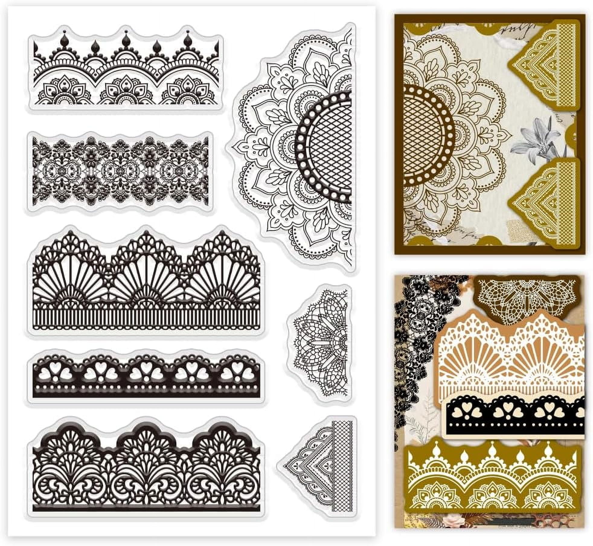 PH Clear Stamp Lace Transparent Stamps Set Vintage Silicone Clear Stamp ...