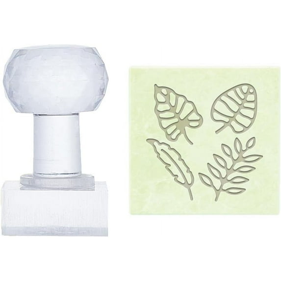 PH DIY Soap Stamp Leaf Handmade Soap Stamp Mold Imprint Stamp 1.3 Inch Square Natural Soap Chapter Soap Stamp with Handle for DIY Handmade Soap Envelope Invitation Cards Craft Making Clear