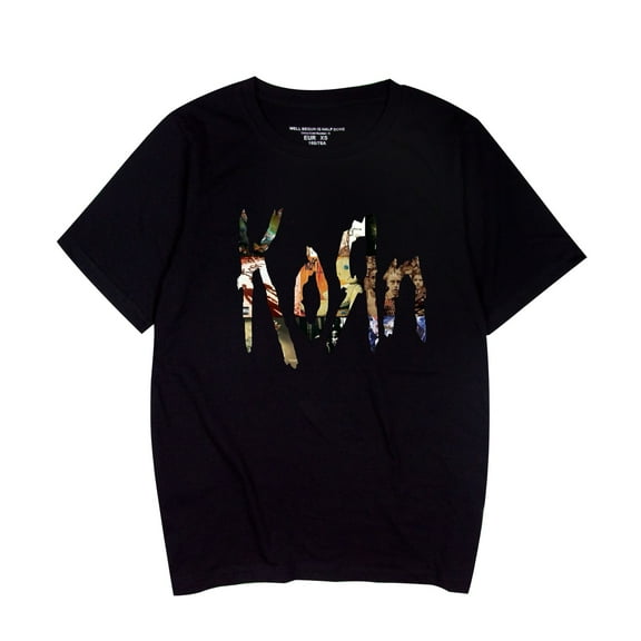 PH DOUBLE L  Fun Novelty Personalized Print Men's Women Short Sleeve Tshirts Korn Cartoon Rock Band Music Album Print Cotton T-shirt Unisex
