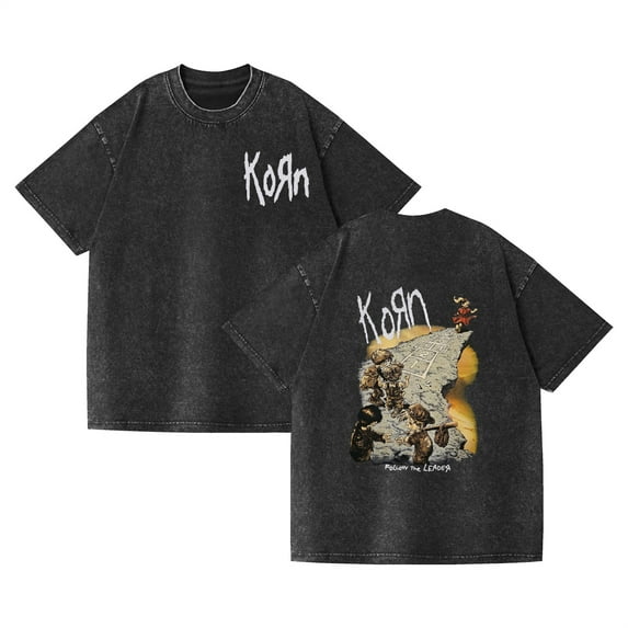 PH DOUBLE L Fun Personalized Print Washed Vintage Rock Band Korn Music T-shirt Serpent Skeleton Graphic T Shirts Men Hip Hop T-shirts Male Tshirt
