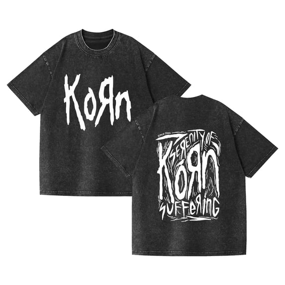 PH DOUBLE L Fun Personalized Print Washed Vintage Rock Band Korn Music T-shirt Serpent Skeleton Graphic T Shirts Men Hip Hop T-shirts Male Tshirt