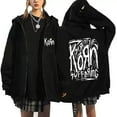 thumbnail image 1 of PH DOUBLE L  Ko-Rn patterned hooded cardigan, unisex, casual and stylish zip-up streetwear for autumn and winter., 1 of 6