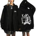 thumbnail image 1 of PH DOUBLE L  Ko-Rn patterned hooded cardigan, unisex, casual and stylish zip-up streetwear for autumn and winter., 1 of 6
