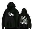 thumbnail image 1 of PH DOUBLE L   Ko-rn hoodie, unisex, graphic print pullover, stylish long-sleeved sweatshirt, streetwear, black., 1 of 6