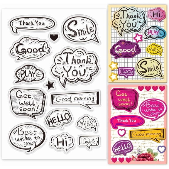 PH Doodle Text Clear PVC Plastic Transparent Craft Greeting Card Seal Stamps for DIY Scrapbooking Album Decorating Card Making for DIY