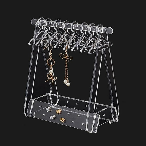 PH Earring Holder Stand Cloth-horse Shape Jewelry Display 52 Holes Dangle Earring Hanging Organizer Acrylic Ear Studs Display Rack for Retail Show Personal Exhibition 5.14x3.26x5.9inch for DIY