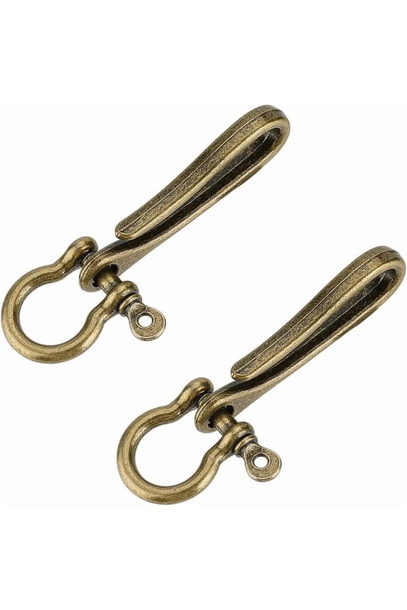 PH Fish Hook Keychain Alloy Key Ring Solid U Shape Key Hook Pocket Clip with Key Shackle for Keys Men Wallet Chain Bronze