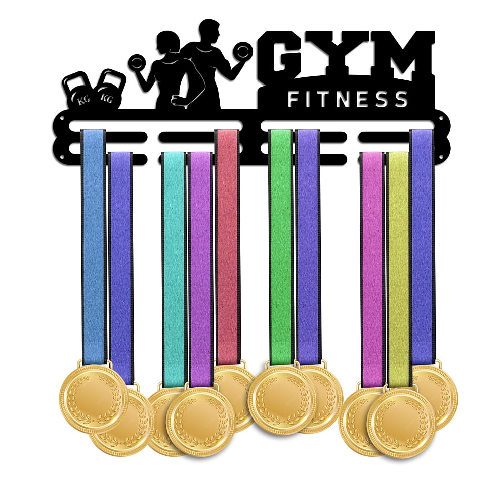PH Fitness Medal Hanger Award Display Holders Tiered Sport Award Rack Wall Mount Metal Frame Celebration Award Ribbon Hanger