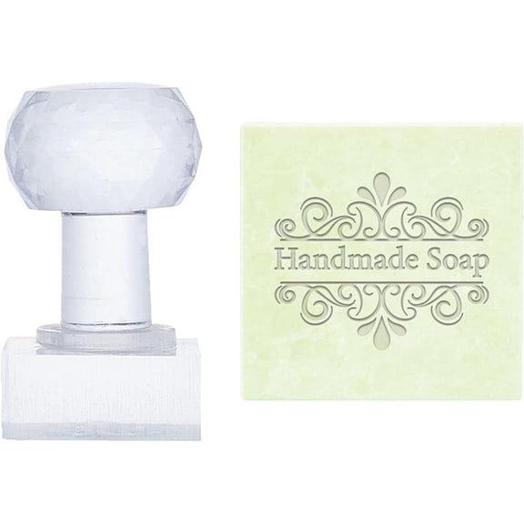 PH Flower Acrylic Stamp with Handle - Round Soap Chapter Imprint Stamp for Making Projects Colorful DIY