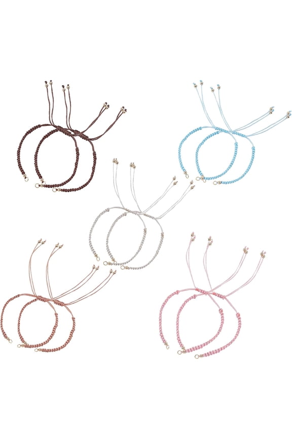 PH Friendship Bracelets 5 Colors Polyester Cord Bracelet 10pcs Half-Finished Adjustable Bracelet String Semi-Finished Bracelet Chain for Stackable Wrist Jewelry Making 30cm/1.18" Colorful