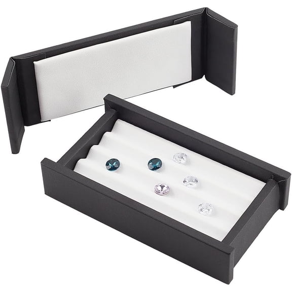 PH Gems Storage Container 4 Slot Diamond Display Boxes Gemstone Jewelry Box Show Case Storage Box Holder with Lids and Velvet for Gems Coins Jewelry Displaying and Gift Packing for DIY