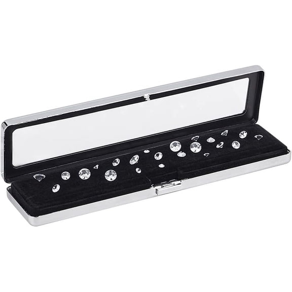 PH Gemstone Display Boxes Diamond Container Holder Jewelry Box Show Case Storage Box Holder with Lids and Velvet for Gems Coins Jewelry Displaying and Gift Packing 7.8x2 inch