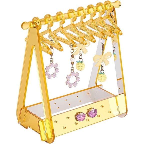 PH Gold Acrylic Earring Holder Mini Hanger Rack Jewelry Display 52 Holes Earring Organizer Dangle Earring Hanging Acrylic Ear Studs Display Rack for Selling Retail Show Exhibition for DIY